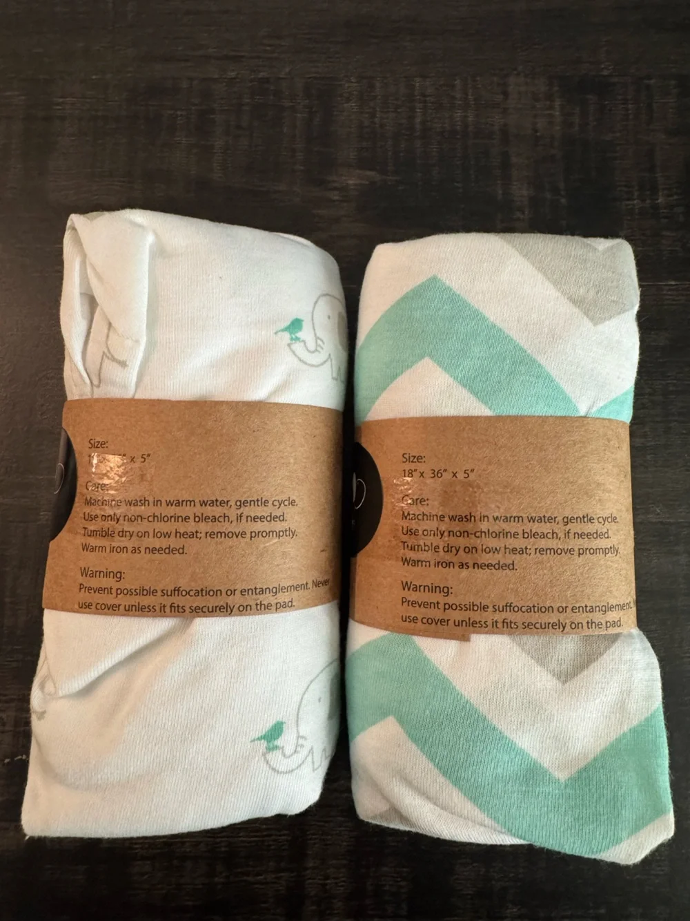 Joey + Joan Cradle Fitted Sheets 2 Pack 18x36 Elephants Chevron Jersey Cotton